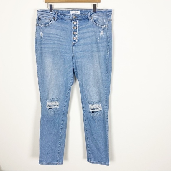 KANCAN Abigail High Rise Mom Jeans Distressed Button Fly Hi Waisted Size 3XL - Picture 1 of 9